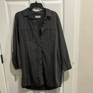 Madewell Black Button-Up Denim dress